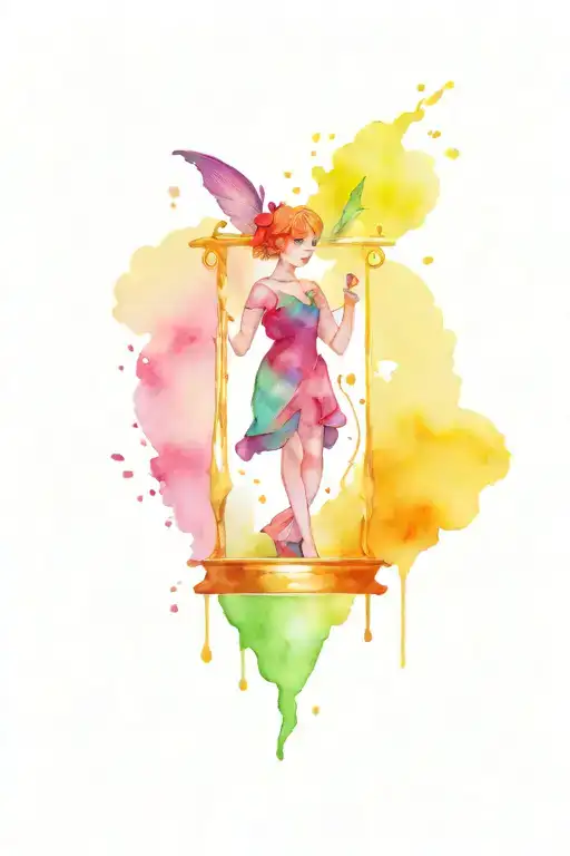 Peter Pan Holding Time In Hourglass Filled