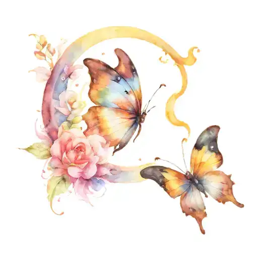 Crescent Moon And Butterfly