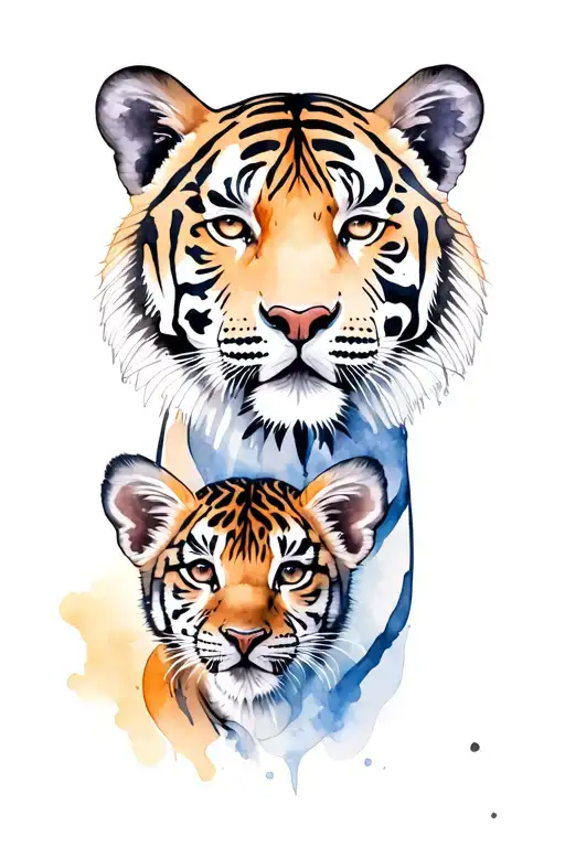 Tiger Face And Tiger Cub