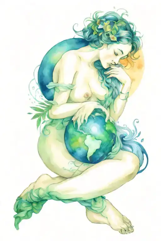 Gaia Holding Earth Giving Birth
