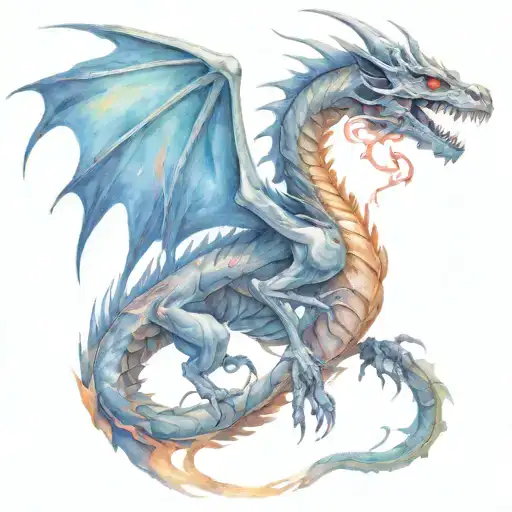 A Skeletal Dragon Breathing Fire