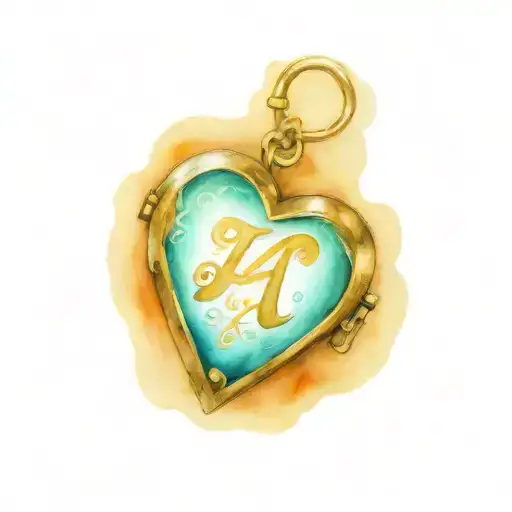 Heart Locket With Letter A In Script Font