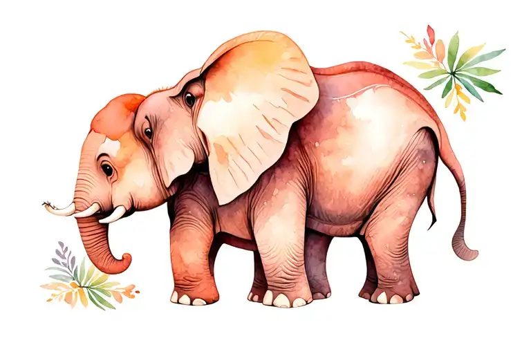 Baby And Mom Elephant Locking Trunks