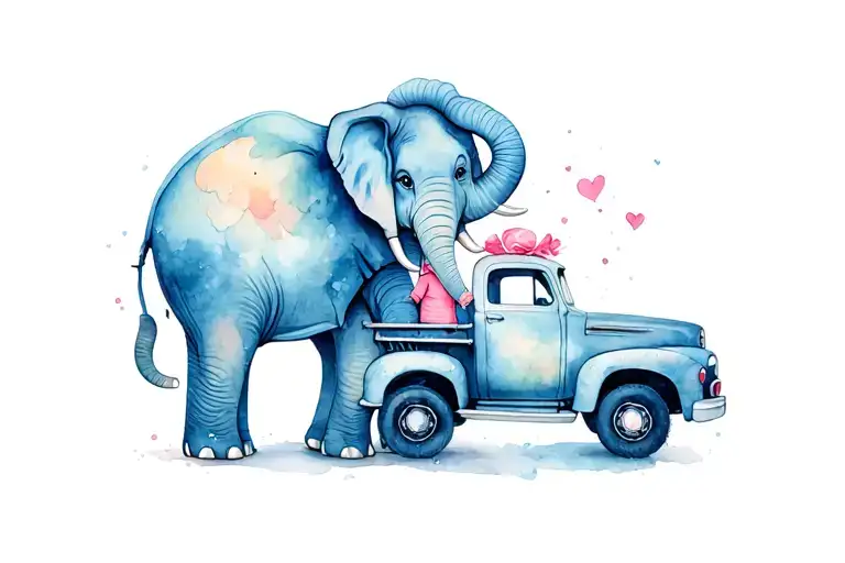 Baby And Mom Elephant Locking Trucks