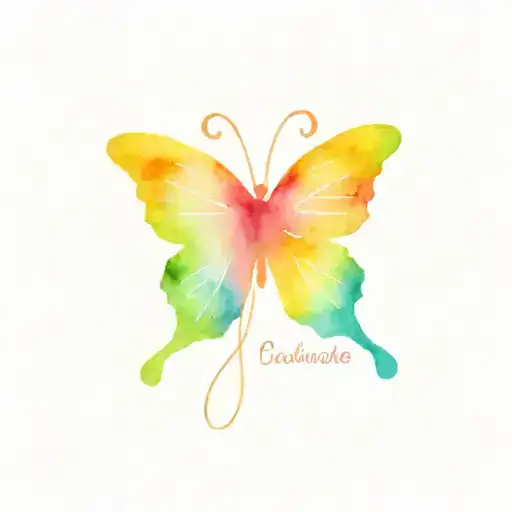 Rainbow Butterfly W Couture Written Iscript Font The Letters