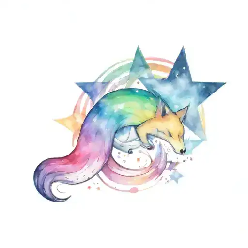 Star With Rainbow Tail And Star