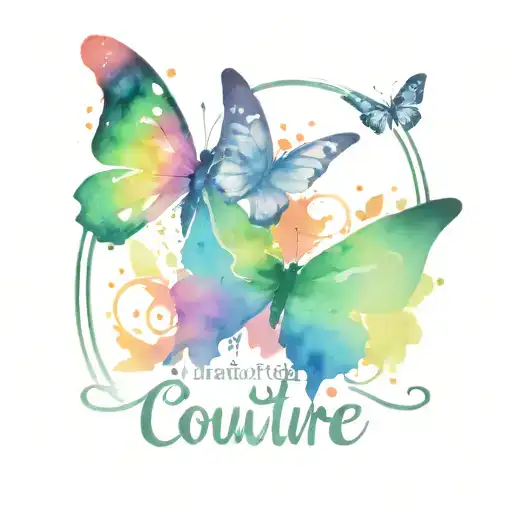 Rainbow Butterfly W Couture Written In Script Font