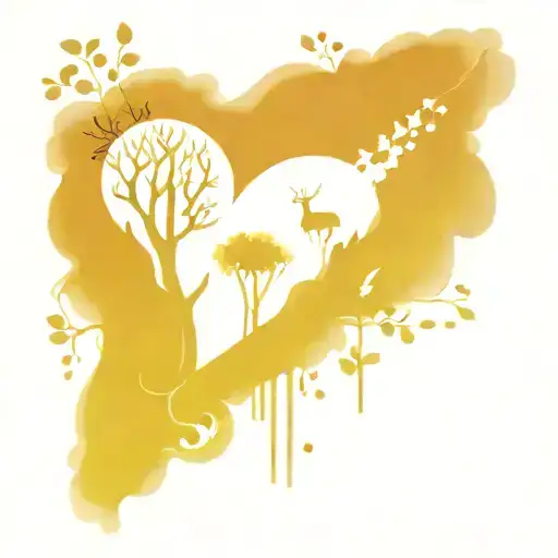 An Intricate Design Combining Nature Elements Like Trees And Flowers With Musical Symbols