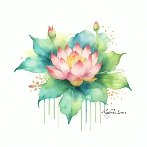 Lotus Flowers In A Lake