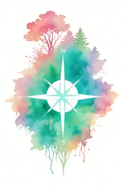 Compass And Trees Growing
