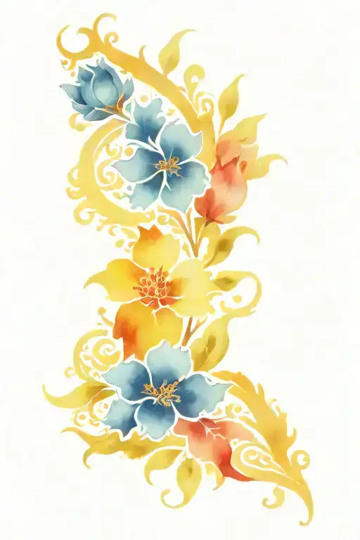 Floral Ornamental Tattoo Sleeve