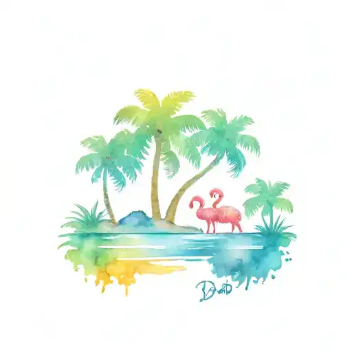 Tropical Island Dad And Daughter