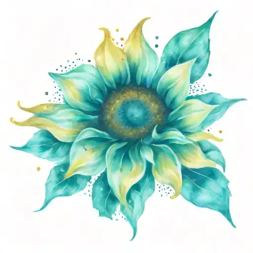 Traditional Style Tattoo Of A Sunflower With Galaxies As The Petals