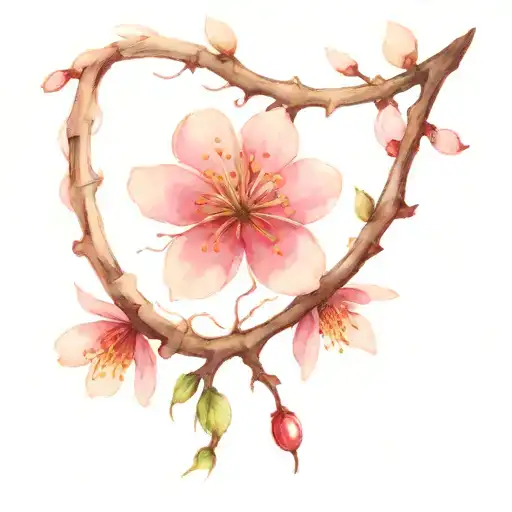 Cherry Blossoms And Pharmacy Symbol Intertwined
