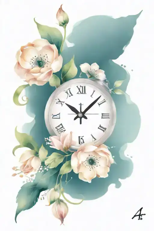 Clock 4 Flowers Feminine