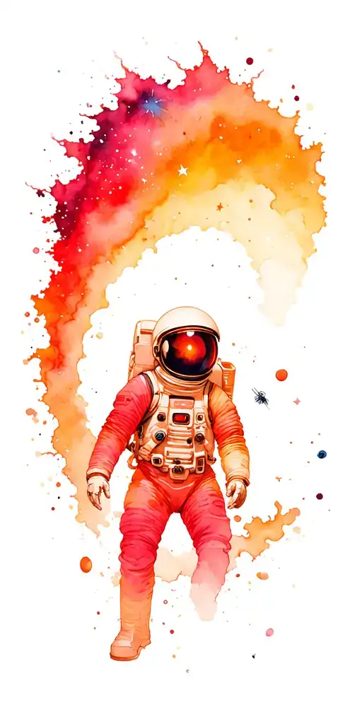 Space Galaxy Background With Astronaut Getting Pulled Into Black Hole