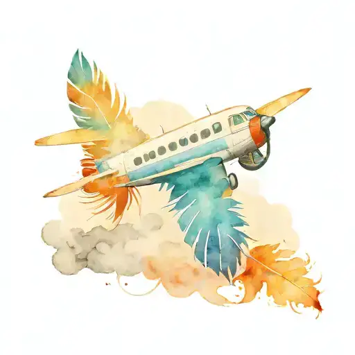 Aeroplane And A Feather With Ink