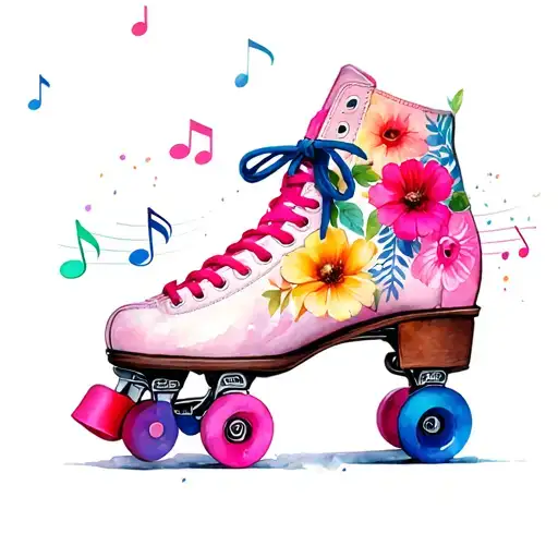 Flowers Roller Skate Music Notes