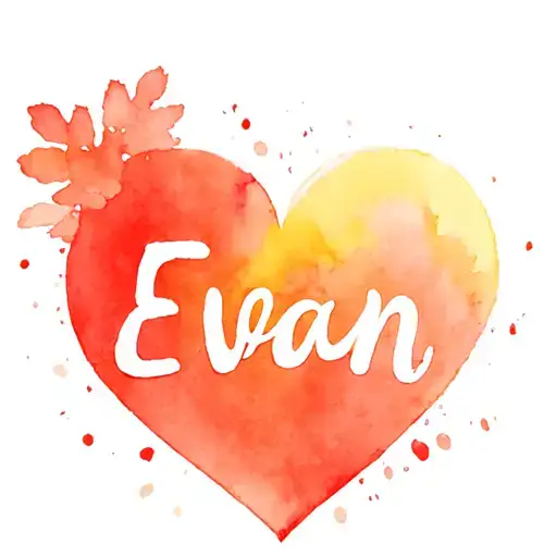 Word Evan Spelled Inside Heart