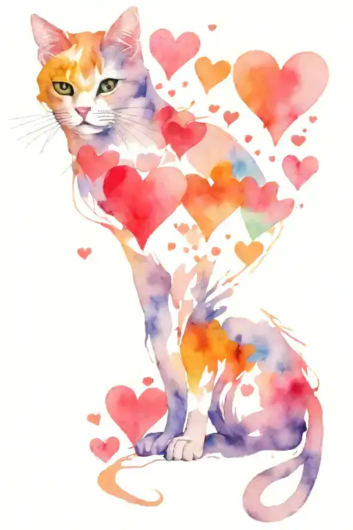 Cat Made From Hearts