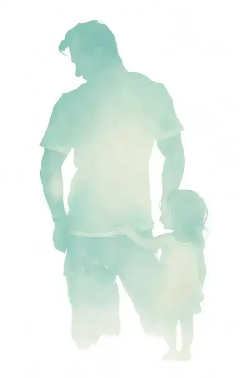 Father Protecting Little Girl