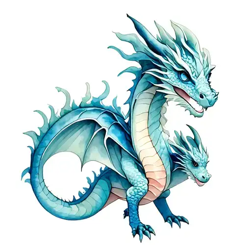 Mom Dragon With Baby Dragon