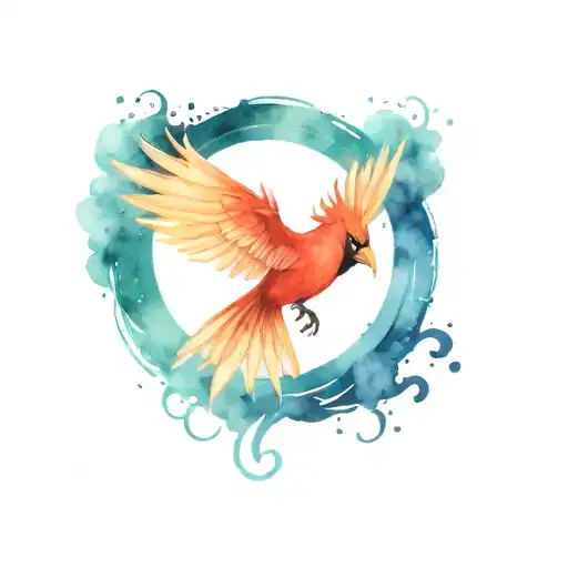 Cardinal In Flight Stylised As Moltres The Pokemon