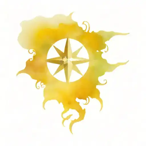 A Compass Rose With Waves
