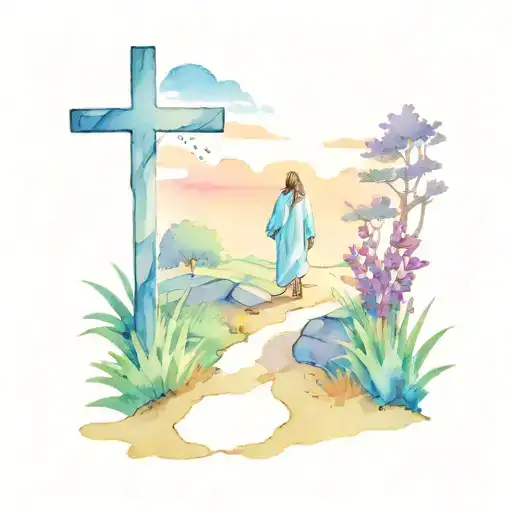 Cartoon Walking The Narrow Road To Jesus