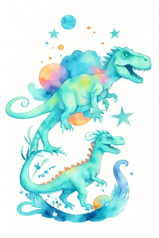 Dinosaur And Planets And Stars