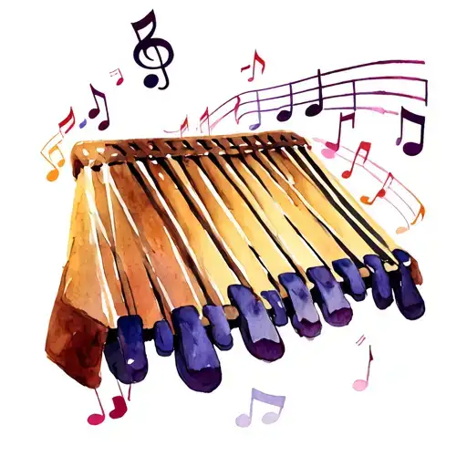 Marimba With Music Notes Around It
