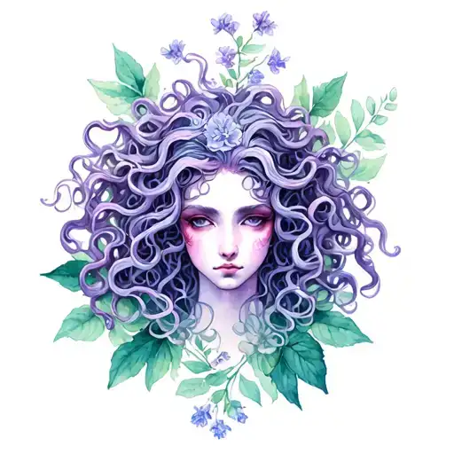 Medusa Lilacs Delicate Tattoo Design Combining