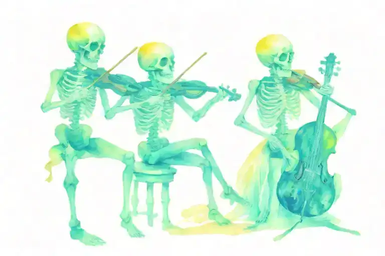 Three Skeletons Playing Music