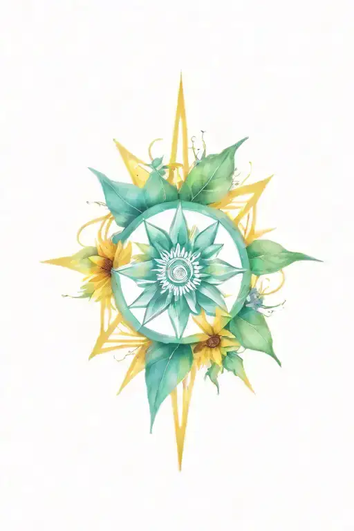 Sunflower Compass Rose Intertwined