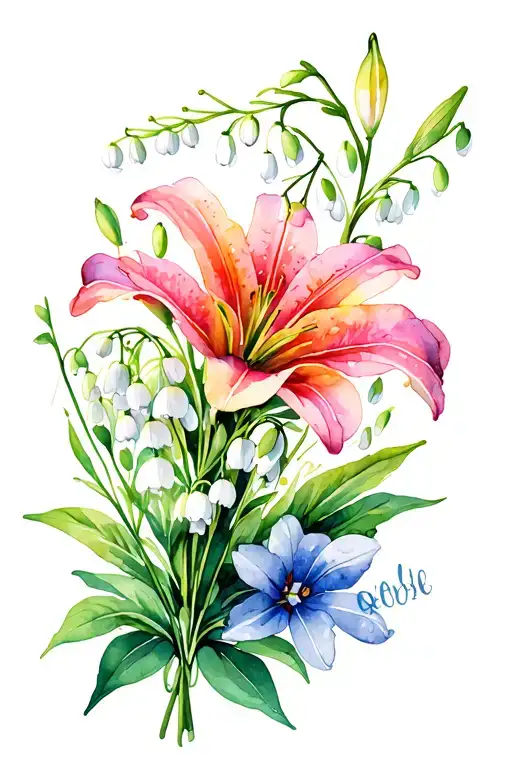 Cosmos And Lily Of The Valley Flower Bouquet