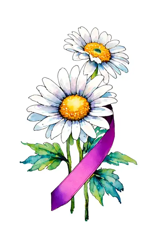 Daisy Flower With Domestic Violence Ribbon