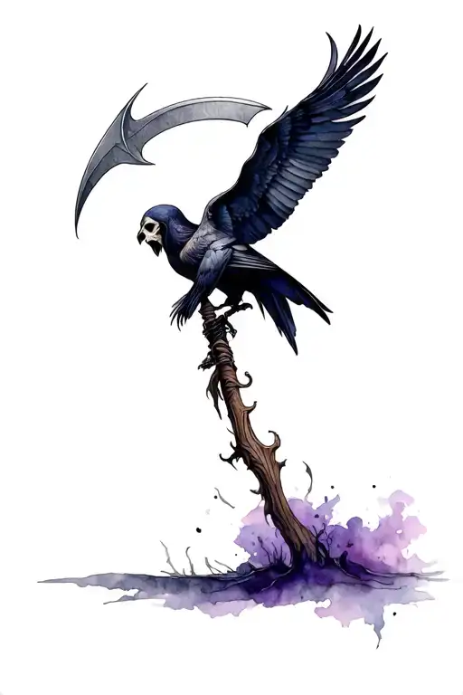 Ravens Grim Reaper Holding A Scythe