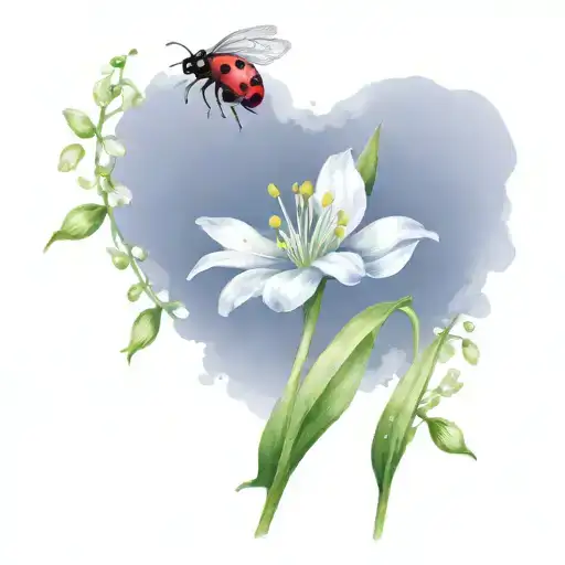 Ladybug With Daffodil And Lily Of The Valley Bouquet