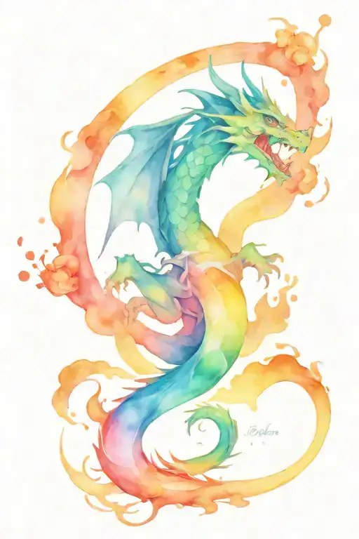 Dragon On Forearm Rainbow