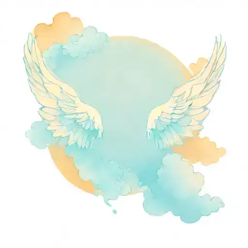 Orange Sunset With Clouds Shaped Like Angel Wings