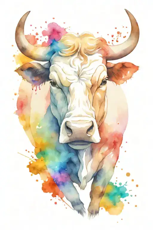 Bull In Front Of A Colorful Cosmic Background