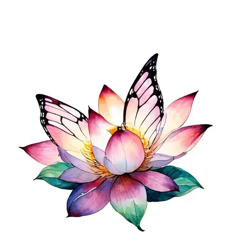 Lotus Blooming Monarch Butterfly Resting