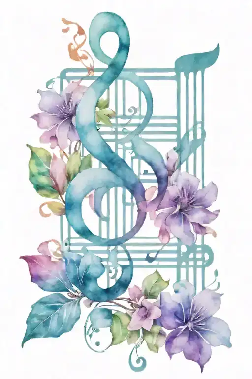Music Notes Intertwined With Flowers