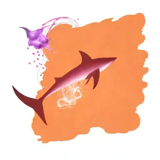 Thresher Shark In Space With Jellyfish Blue Purple Pink