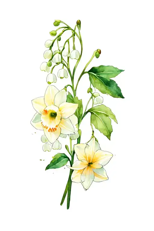 Jonquil Daffodil Lily Of The Valley And Hawthorn