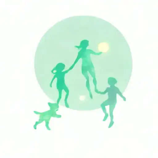 Mom And Kids Playing In Space Themed