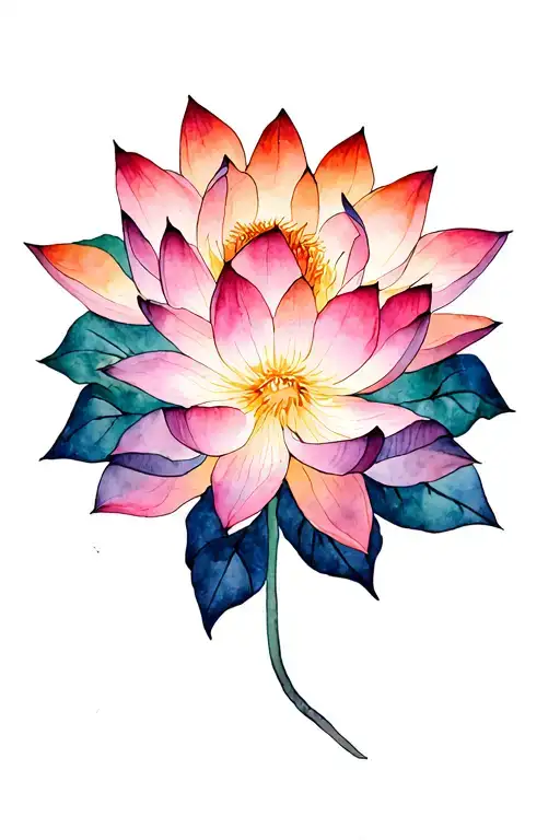 Compas And Lotus Flower Intertwined