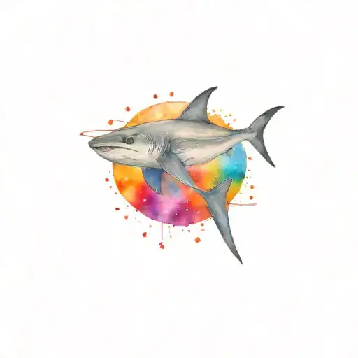 Thresher Shark In Space With Jellyfish And Planets And Stars