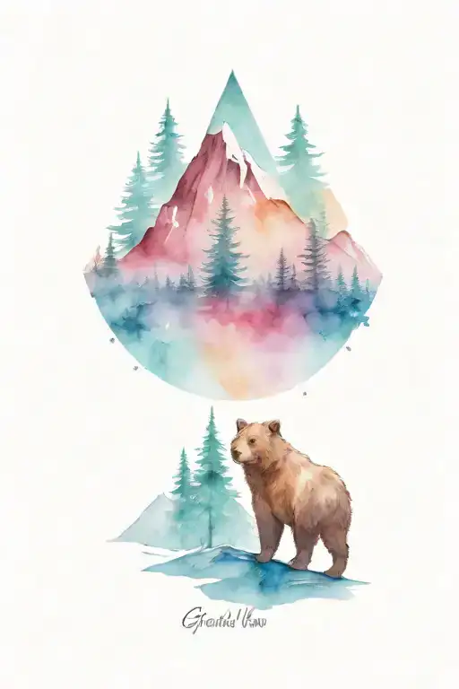 Mountains Compass Trees Grizzly