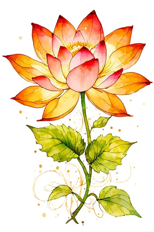 Compas And Lotus Flower Intertwined Within
